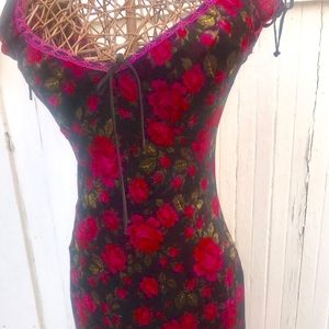 Gorgeous Betsy Johnson Velvet Dress with Roses.